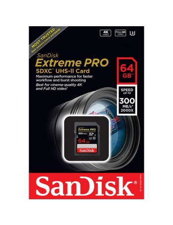 Cartão SDXC SanDisk Extreme PRO 64GB - 300MB/s