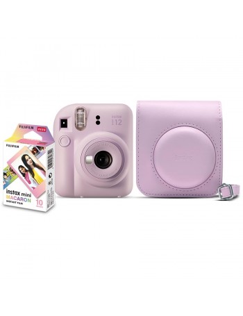Kit câmera Instantânea Fujifilm instax mini 12 LILÁS CANDY + bolsa + filme macaron com 10 fotos
