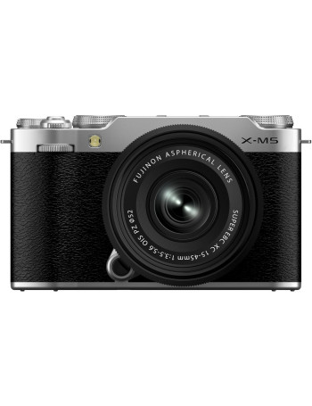 Câmera mirrorless Fujifilm X-M5 com lente 15-45mm (PRATA)