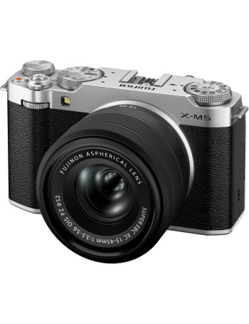 Câmera mirrorless Fujifilm X-M5 com lente 15-45mm (PRATA)