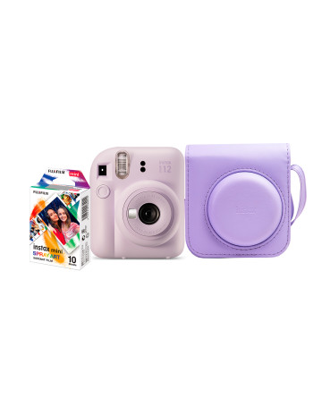 Kit câmera Instantânea Fujifilm instax mini 12 LILÁS CANDY + bolsa + filme spray com 10 fotos