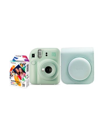 Kit câmera Instantânea Fujifilm instax mini 12 VERDE MENTA + bolsa + filme spray com 10 fotos