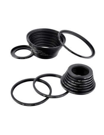 Kit universal de anéis adaptadores K&F Concept (Step Up + Step Down) 37-82 para filtro de lente (18 peças)