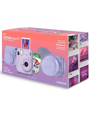 Kit câmera Instantânea Fujifilm instax mini 11 LILÁS + bolsa + filme com 10 fotos