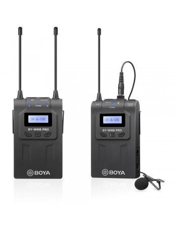 Microfone de lapela sem fio Boya BY-WM8 Pro-K2 UHF Dual Channel - Kit com 1 receptor e 2 transmissores