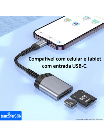 Leitor de cartão SD e microSD TransferCon FL-109 (USB-C)