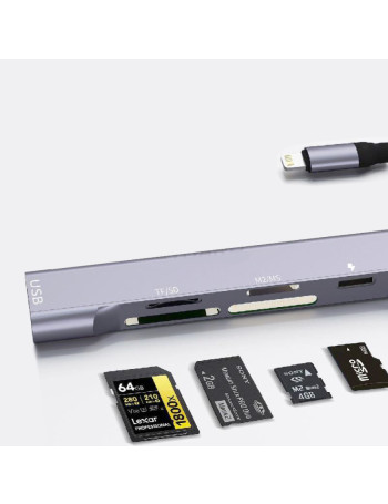 Leitor de cartão SD, micro SD e Memory Stick para iPhone Lightining