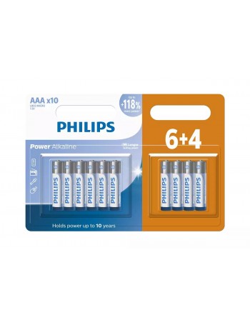 Pilha alcalina Philips AAA LR03P10BP/59 - cartela com 10 unidades