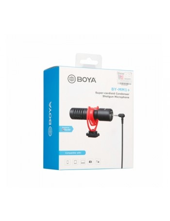 Microfone supercardioide Boya BY-MM1+ Plus para smartphone, PC, tablet, filmadora e câmera DSLR