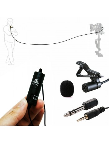 Microfone de lapela Greika GK-LM1 para câmeras, smartphones, computadores e gravadores de áudio