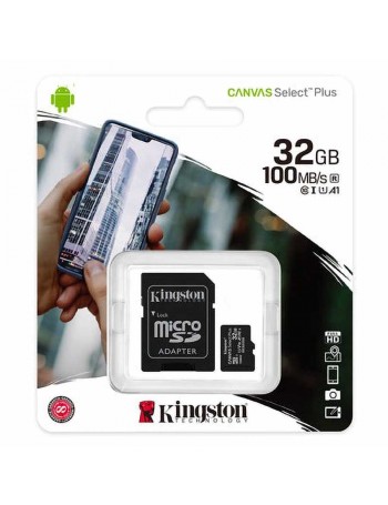 Cartão microSDHC Kingston Canvas Select Plus UHS-I 32GB 100MB/s (com adaptador SD)