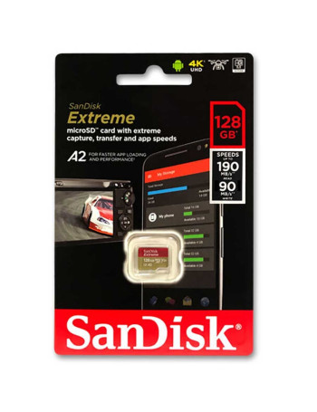 Cartão microSDXC Sandisk UHS-I Extreme 128GB - 190MB/s