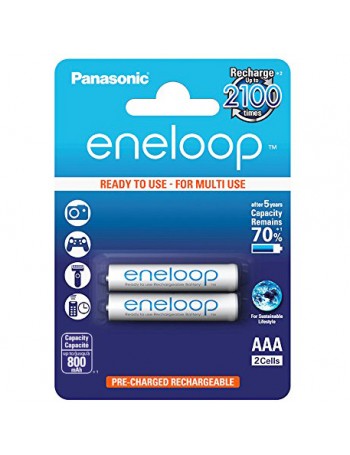Pilha AAA recarregável Panasonic Eneloop 800mAh - Cartela com 2 unidades