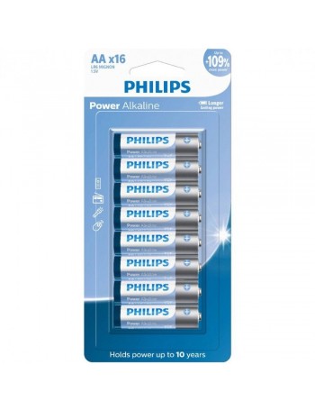 Pilha alcalina Philips AA LR6P16B/59 cartela com 16 unidades