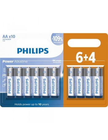 Pilha Alcalina AA Philips LR6P10BP/59 - cartela com 10 unidades