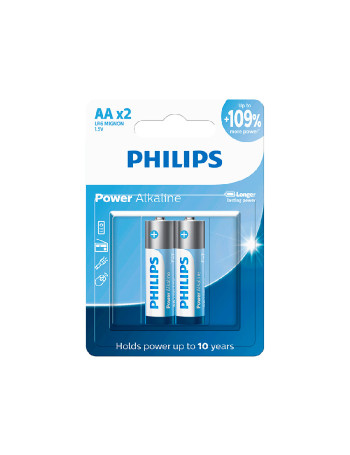 Pilha alcalina Philips AA LR6P12S/59 - cartela com 2 unidades