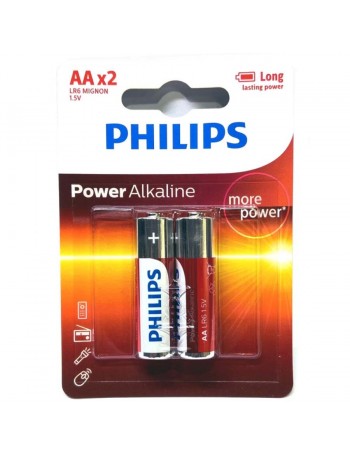 Pilha alcalina Philips AA LR6P12S/59 - cartela com 2 unidades