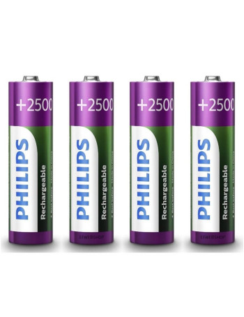 Carregador de pilhas Philips SCB2445NB com 4 pilhas AA 2450mAh