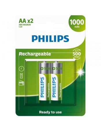 Pilha recarregável Philips AA 2500mAh R6B2RTU25/59 - cartela com 2 unidades