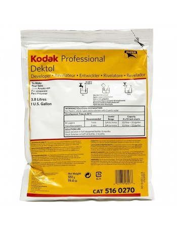 Revelador em pó Kodak Dektol para papel fotográfico preto e branco - 551g (rende 3,8 litros) (VENCIDO EM 09/2021)