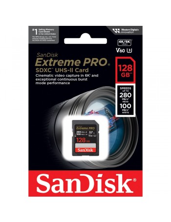 Cartão SDXC Sandisk UHS-II Extreme PRO 128GB - 280MB/s (V60)
