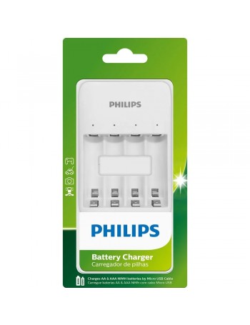 Carregador de pilhas Philips SCB3400NB/59 para pilhas AA e AAA via Micro USB (sem pilhas)