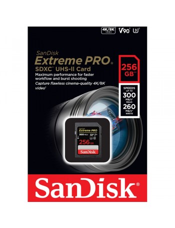 Cartão SDXC SanDisk Extreme PRO 256GB - 300MB/s