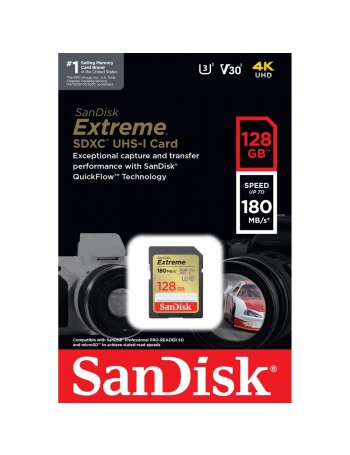 Cartão SDXC SanDisk Extreme 128GB - 180MB/s
