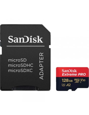 Cartão microSDXC Sandisk UHS-I Extreme PRO 128GB - 200MB/s (com adaptador SD)