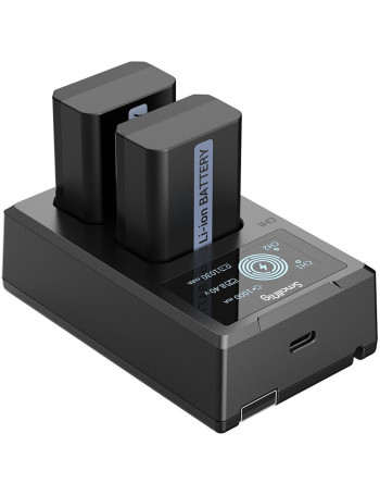 Carregador duplo SmallRig 3818 com duas baterias NP-FW50