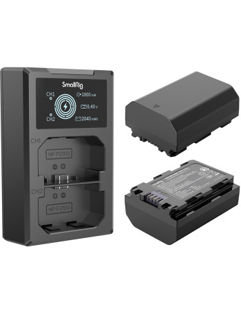 Carregador duplo SmallRig 3824 com duas baterias NP-FZ100
