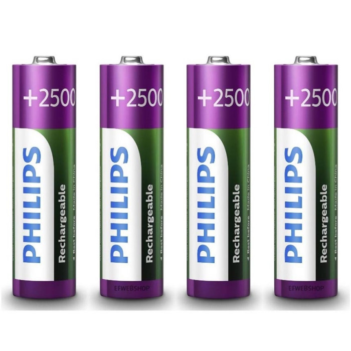 Carregador de pilhas Philips SCB2445NB com 4 pilhas AA 2450mAh