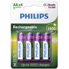 Pilha recarregável Philips AA 2500mAh R6B4RTU25/97 cartela com 4 unidades