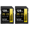 Cartão SDXC Lexar Gold Series UHS-II 128GB - 280MB/s (V60) (kit com 2 unidades)