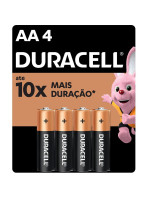 Pilha alcalina Duracell AAA MN2400B4 cartela com 4 unidades