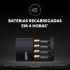 Carregador de pilhas Duracell com 4 pilhas AA 2500mAh (CEF14BR4)