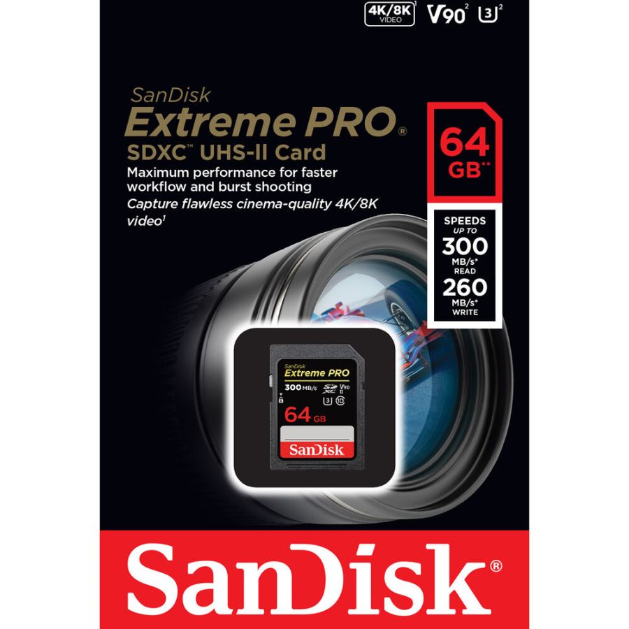 Cartão SDXC SanDisk Extreme PRO UHS-II 64GB - 300MB/s (V90)
