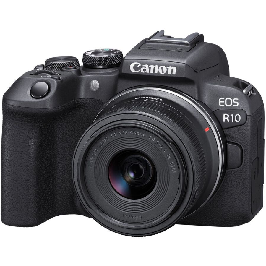 Câmera mirrorless Canon EOS R10 com lente RF-S 18-45mm IS STM