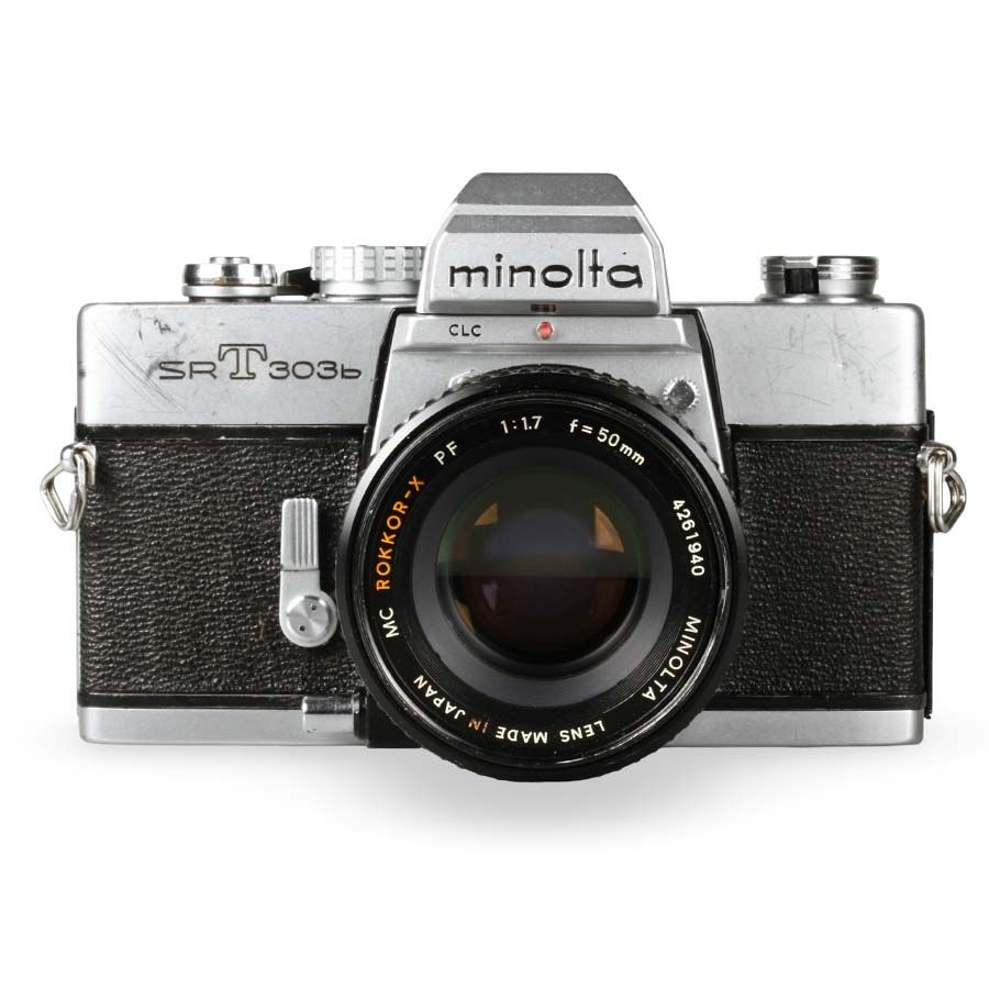Câmera analógica 35mm Minolta SR-T 303b com lente 50mm f1.7 - USADO