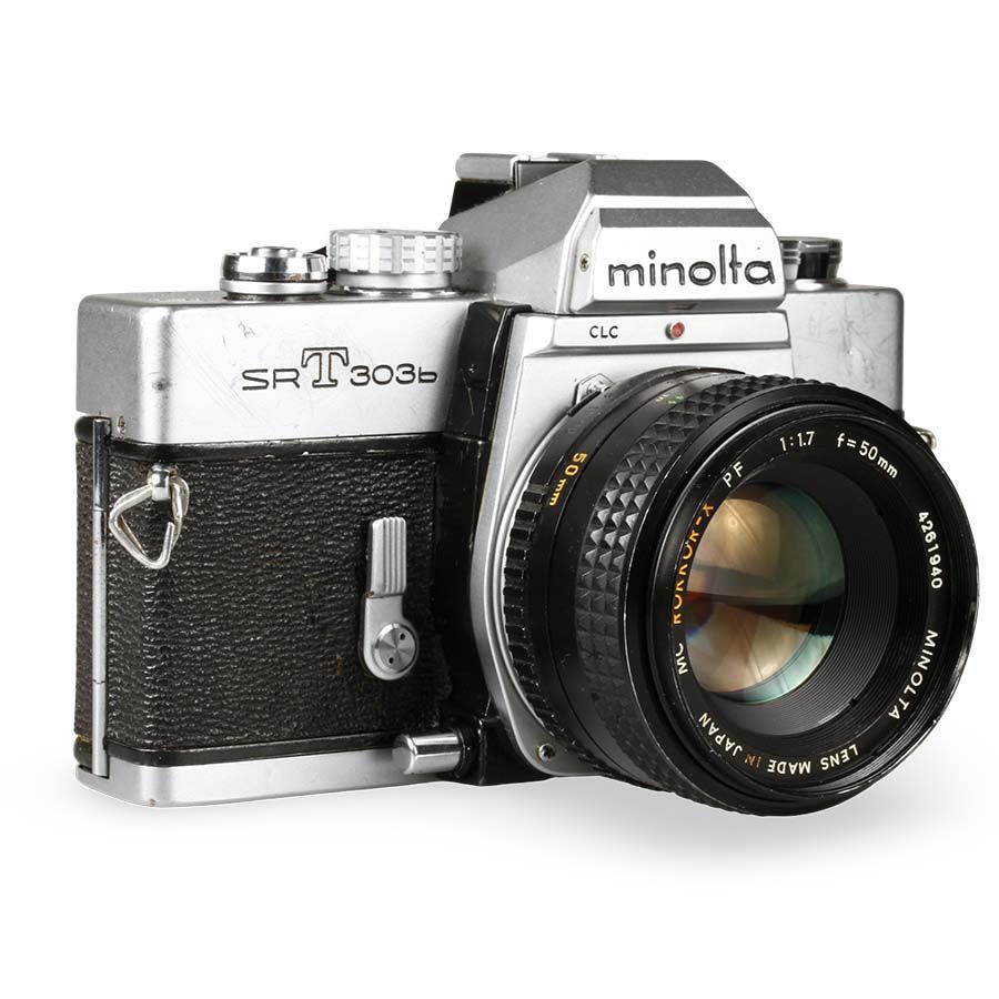 Câmera analógica 35mm Minolta SR-T 303b com lente 50mm f1.7 - USADO