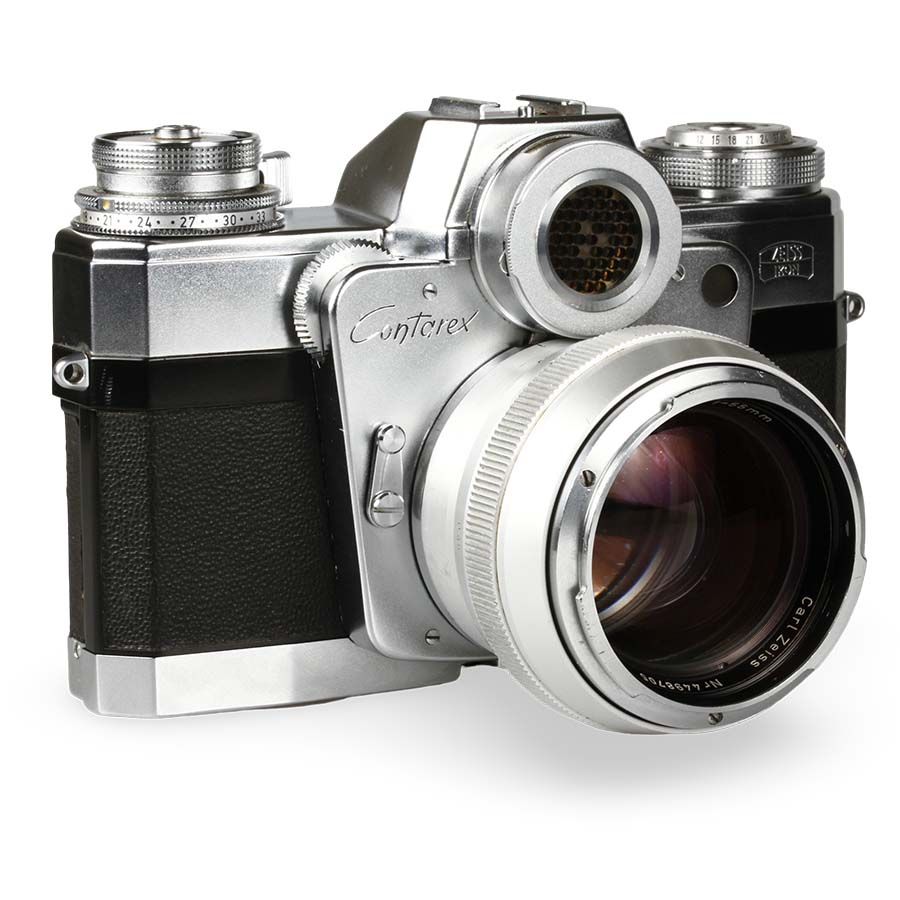 Câmera analógica 35mm Zeiss ikon Contarex I (Bullseye) com lente Planar 55mm f1.4 - USADO