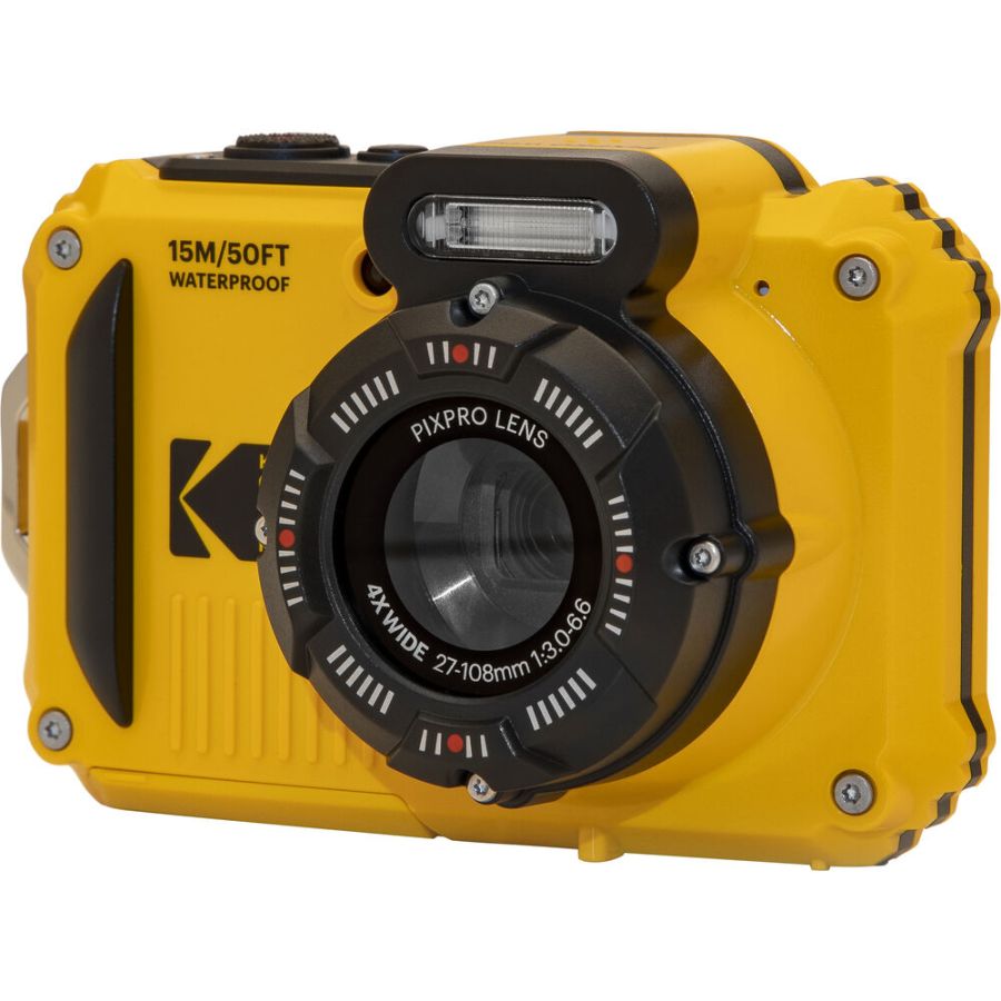 Câmera compacta Kodak PIXPRO WPZ2 à prova d'água (AMARELO) - kit com 2 baterias e cartão de 16GB