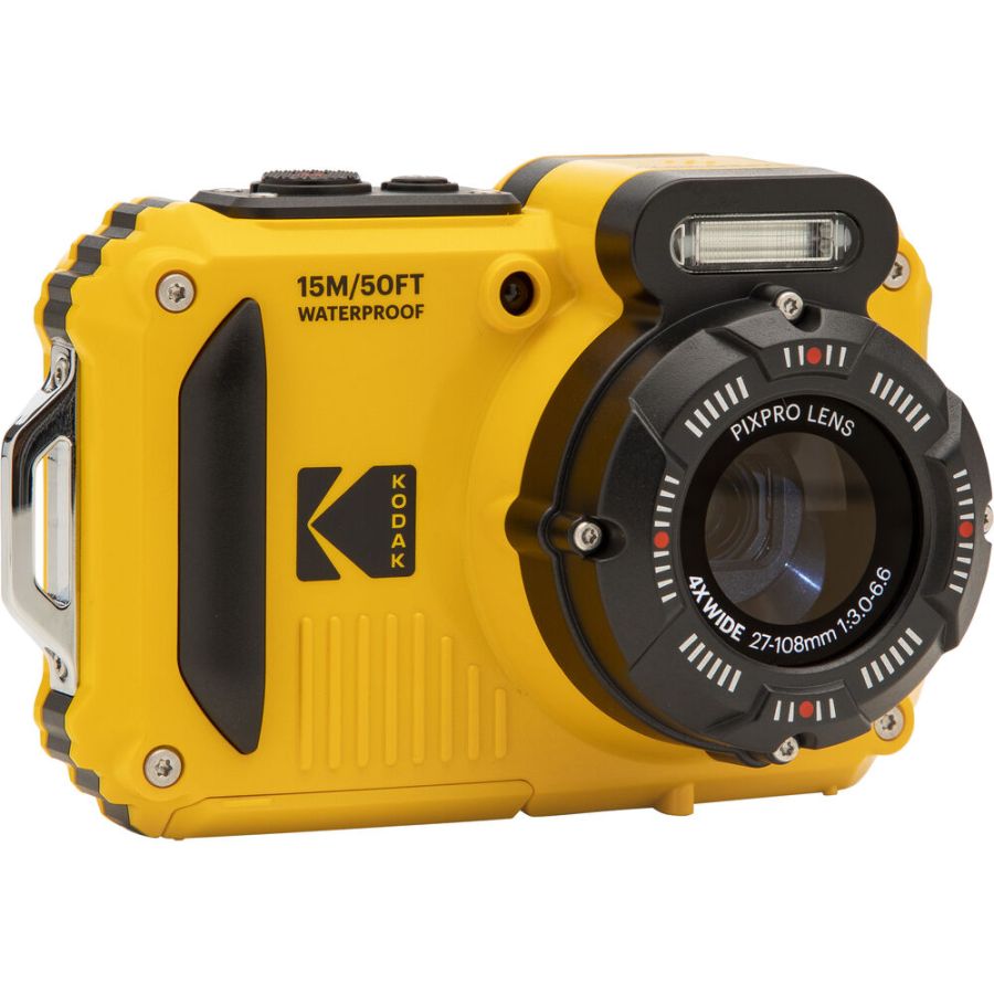Câmera compacta Kodak PIXPRO WPZ2 à prova d'água (AMARELO) - kit com 2 baterias e cartão de 16GB