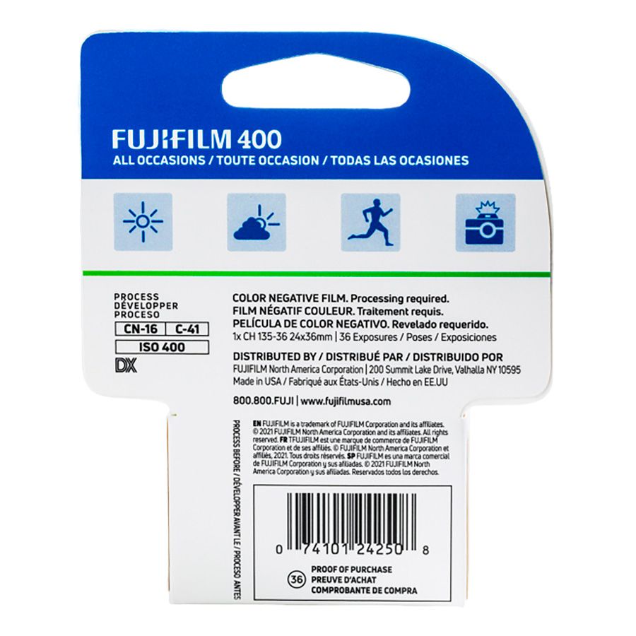 Filme fotográfico 35mm Fujifilm 400 ISO 400 Colorido 36 poses