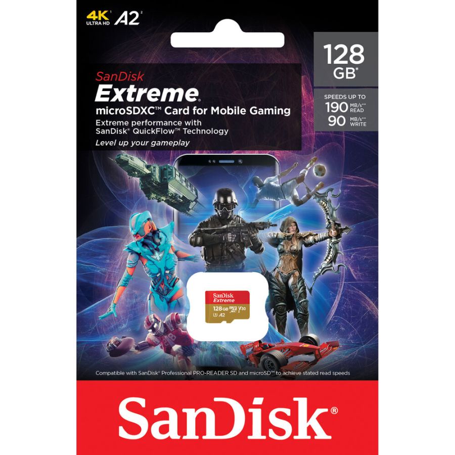 Cartão microSDXC Sandisk UHS-I Extreme 128GB - 190MB/s