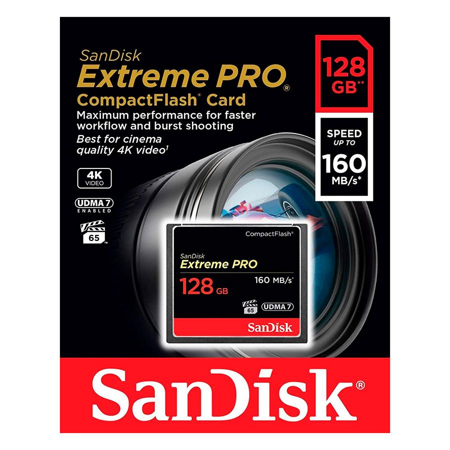 Cartão Compact Flash Sandisk Extreme PRO 128GB - 160MB/s