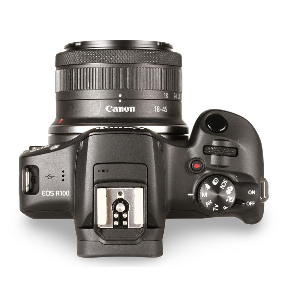 Câmera mirrorless Canon EOS R100 com lente RF-S 18-45mm IS STM - USADO