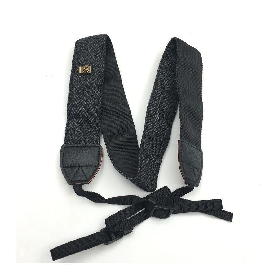 Alça de pescoço em algodão para câmeras DSLR (PRETO)