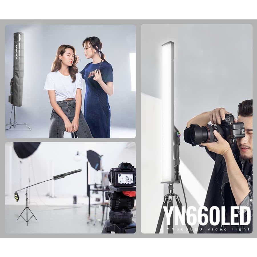 Bastão de LED RGB Yongnuo YN660LED com 2 baterias, carregador duplo e fonte de alimentação