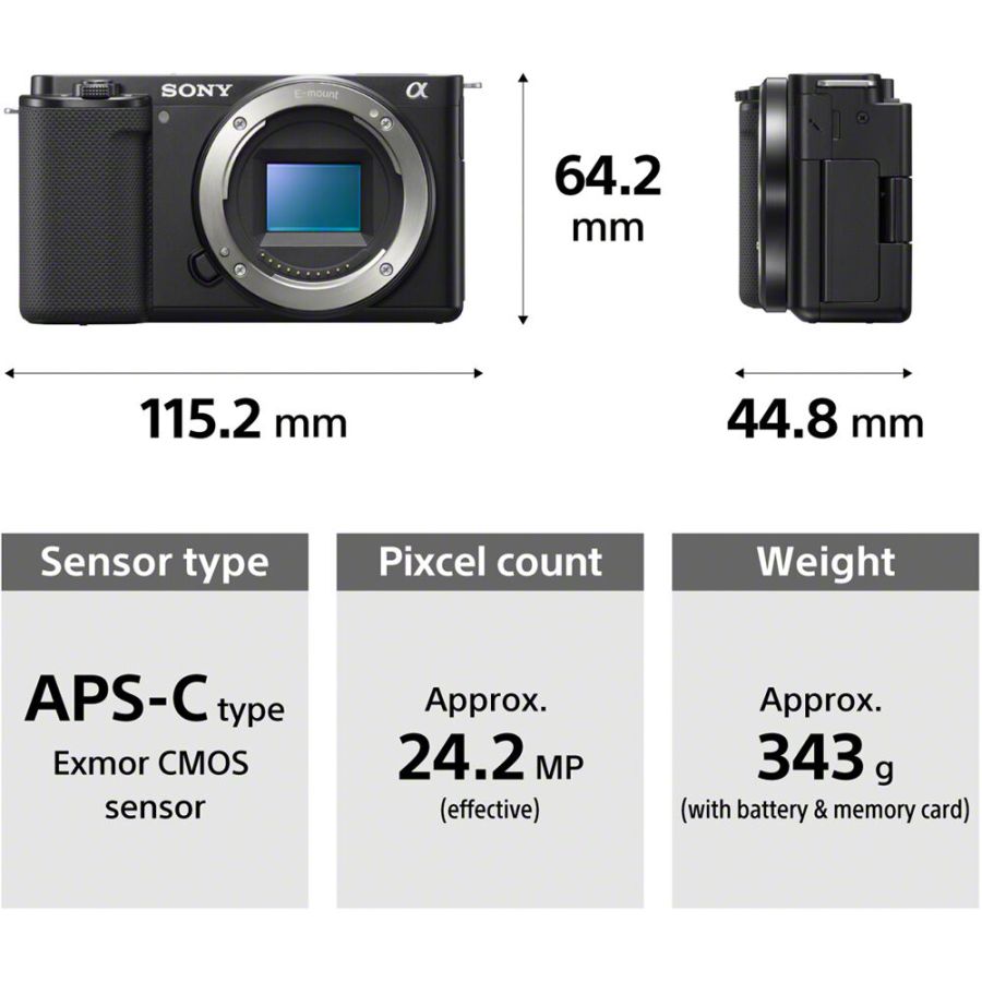 Câmera mirrorless Sony ZV-E10 com lente PZ E 16-50mm OSS + Gaiola SmallRig 3538B